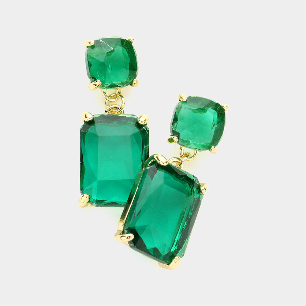 Square Rectangle Link Dangle Evening Earrings