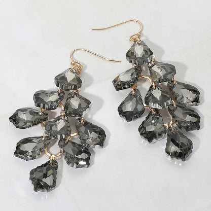 Faceted Teardrop Earrings - Luxury Chandelier Dangle Evening Statement Jewelry