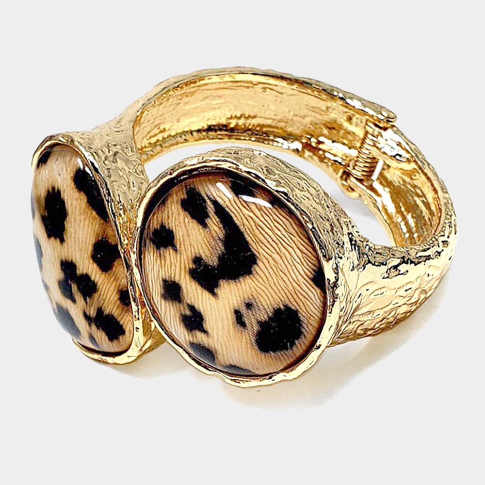 Leopard Double Confetti Stone Hinged Bracelet