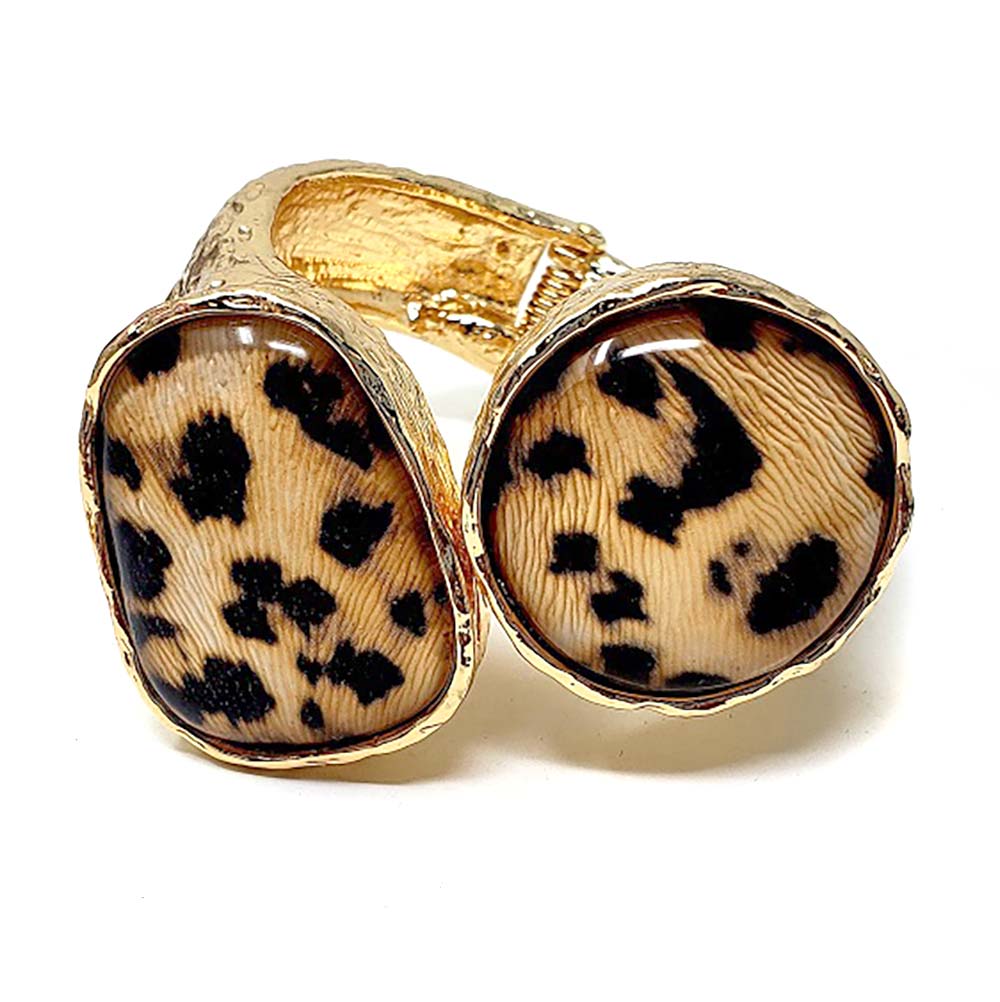 Leopard Double Confetti Stone Hinged Bracelet