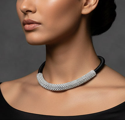 Bling Studded Metal Wire Wrapped Magnetic Necklace