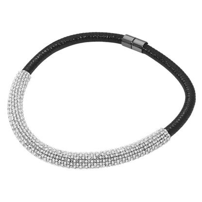 Bling Studded Metal Wire Wrapped Magnetic Necklace