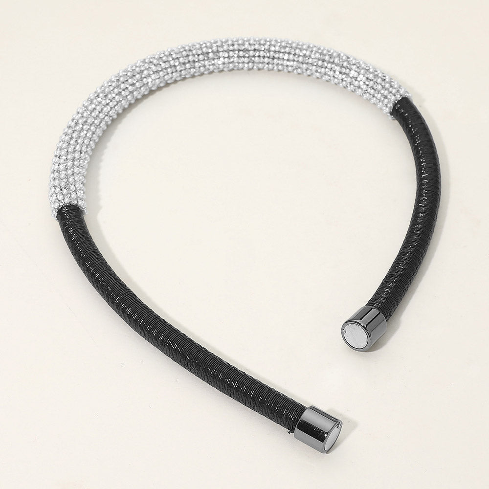 Bling Studded Metal Wire Wrapped Magnetic Necklace