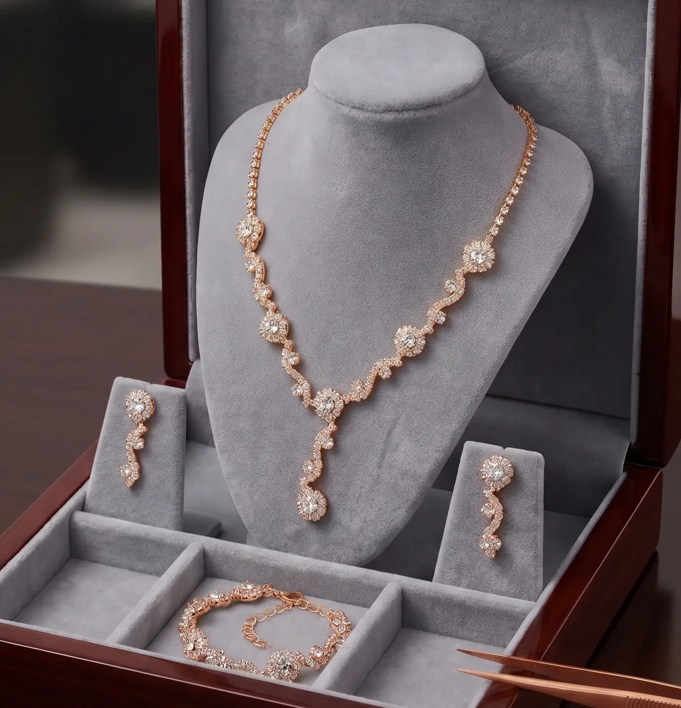 Rhinestone Bridal Jewelry Set – Wedding Necklace, Earrings & Bracelet Set - Jewelry Sets from Glam Duchess