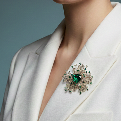 Rhinestone Brooch – Vintage Jewelry Pin | Classic Plant Design, Fashion Brooch Accessory