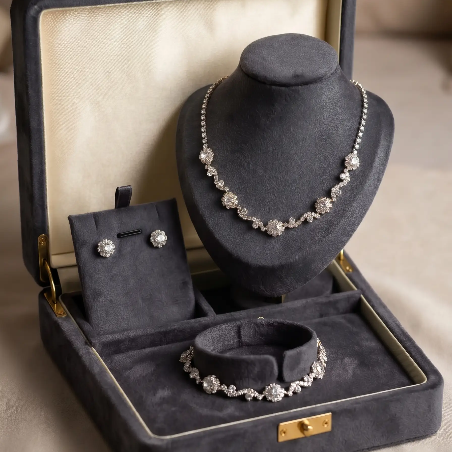 Rhinestone Bridal Jewelry Set – Wedding Necklace, Earrings & Bracelet Set - Jewelry Sets from Glam Duchess