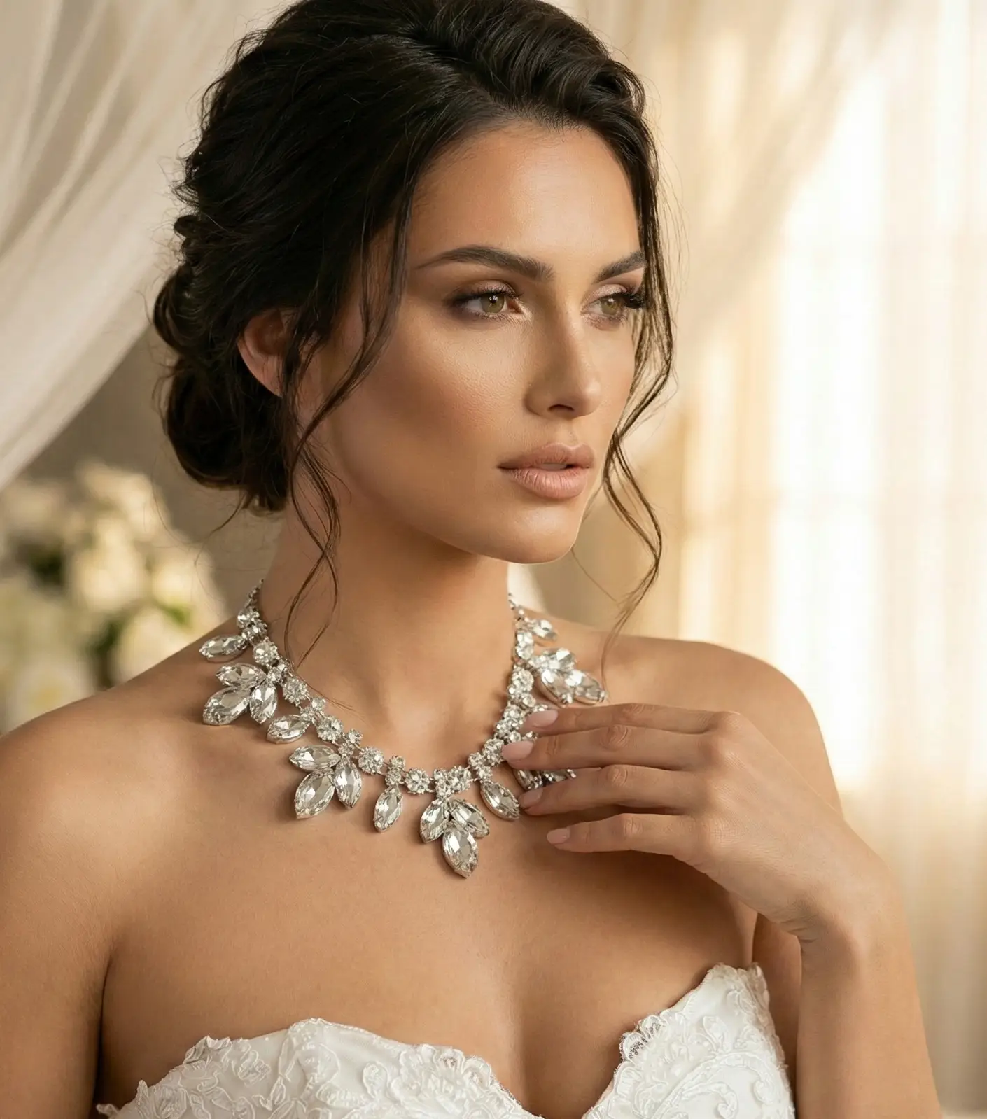Crystal Leaf Necklace – Luxury Statement Jewelry for Bridal & Evening Events by Glam Duchess (luxury-crystal-leaf-statement-necklace-bridal-evening-jewelry)