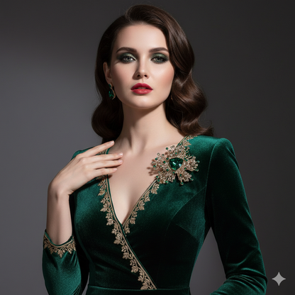 Rhinestone Brooch – Vintage Jewelry Pin | Classic Plant Design, Fashion Brooch Accessory