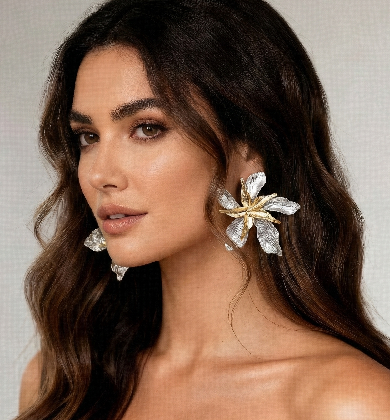 Textured Metal Flower Earrings