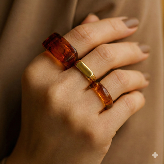 3PCS - Chunky Resin Mixed Shape Ring Set