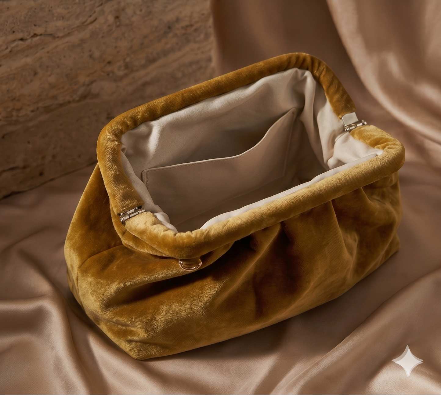 Gold Velvet Clutch Handmade Pleated Evening Bag for Weddings and Formal Events Couture - Clutch Bags from Glam Duchess