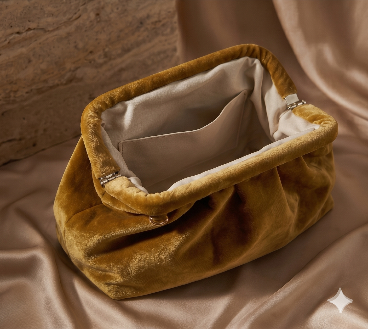 Gold Velvet Clutch Handmade Pleated Evening Bag for Weddings and Formal Events Couture - Clutch Bags from Glam Duchess