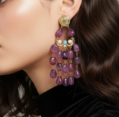 Geometric Tassel Drop Earrings for Women | Exquisite Designer Jewelry