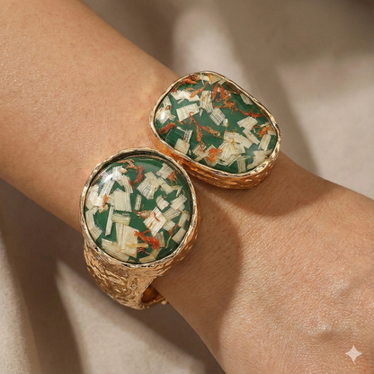 Double Confetti Stone Hinged Bracelet