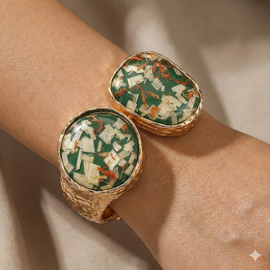 Double Confetti Stone Hinged Bracelet