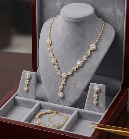 Rhinestone Bridal Jewelry Set – Wedding Necklace, Earrings & Bracelet Set - Jewelry Sets from Glam Duchess