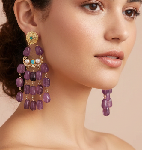 Geometric Tassel Drop Earrings for Women | Exquisite Designer Jewelry
