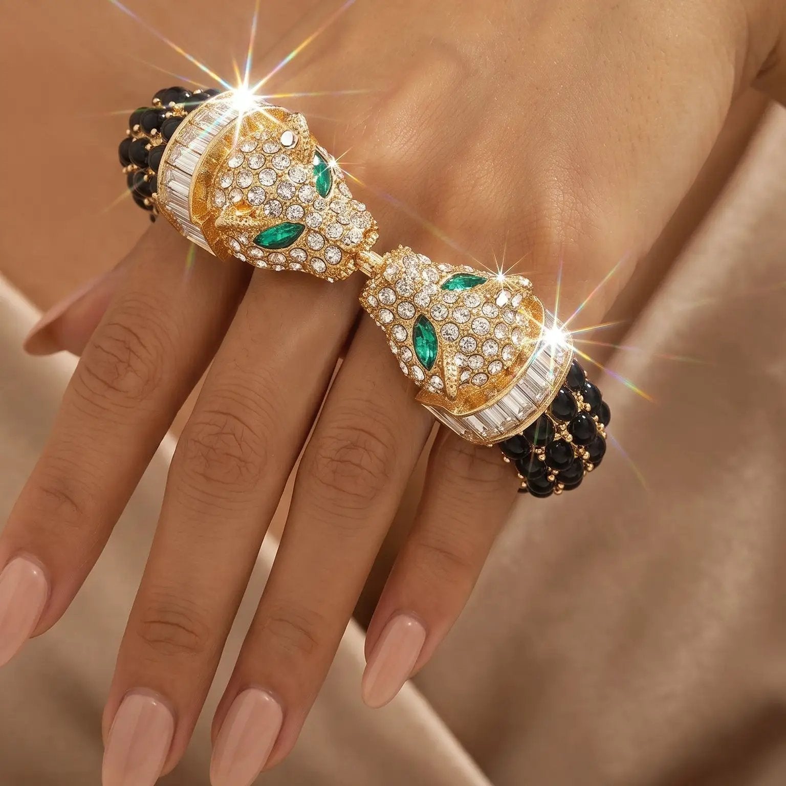 Noir Leopard Crystal Bangle - Bracelets from Glam Duchess