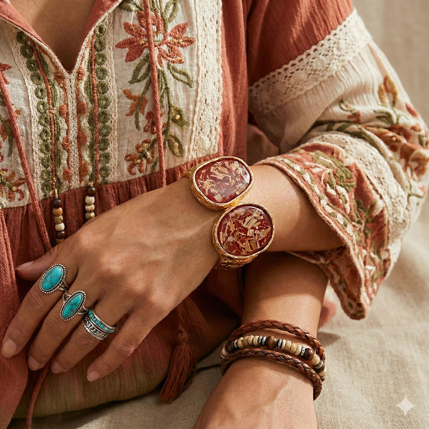 Leopard Double Confetti Stone Hinged Bracelet