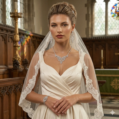 Elegant Bridal Crystal Jewelry Set – Statement Wedding Necklace, Stud Earrings & Bracelet for Brides & Special Occasions by Glam Duchess (luxury-crystal-floral-drop-necklace-bridal-evening-statement-jewelry)