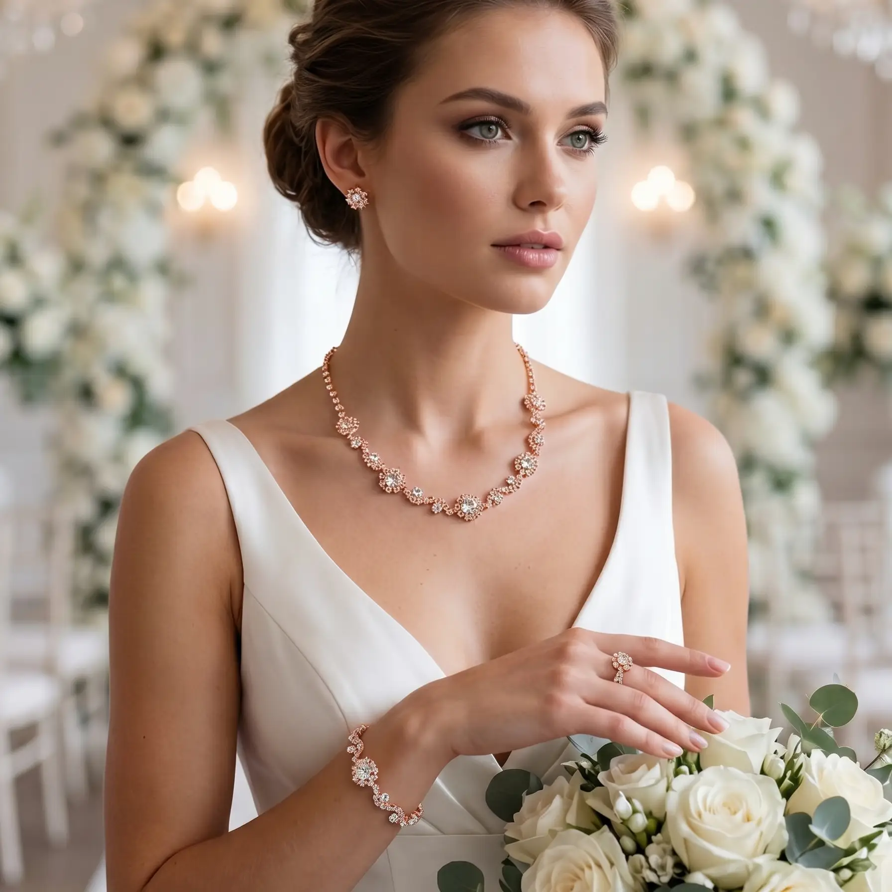 Rhinestone Bridal Jewelry Set – Wedding Necklace, Earrings & Bracelet Set - Jewelry Sets from Glam Duchess