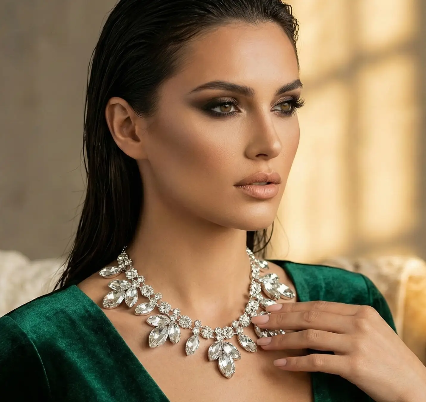 Crystal Leaf Necklace – Luxury Statement Jewelry for Bridal & Evening Events by Glam Duchess (luxury-crystal-leaf-statement-necklace-bridal-evening-jewelry)
