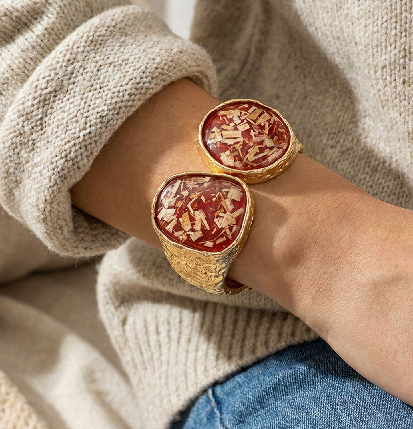 Leopard Double Confetti Stone Hinged Bracelet