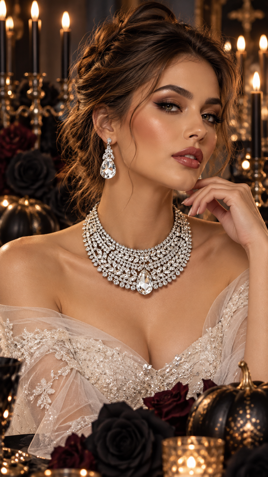 Teardrop Crystal Bridal Necklace & Earrings Set - Jewelry Sets from Glam Duchess
