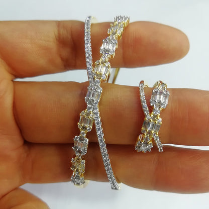 Luxurious Sparkling Platinum Bangle Bracelet