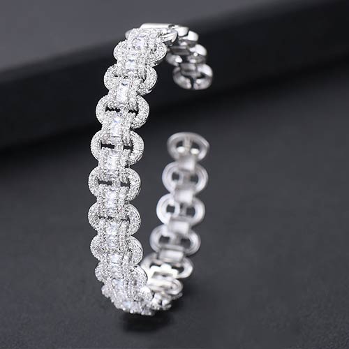 Luxurious Sparkling Platinum Bangle Bracelet