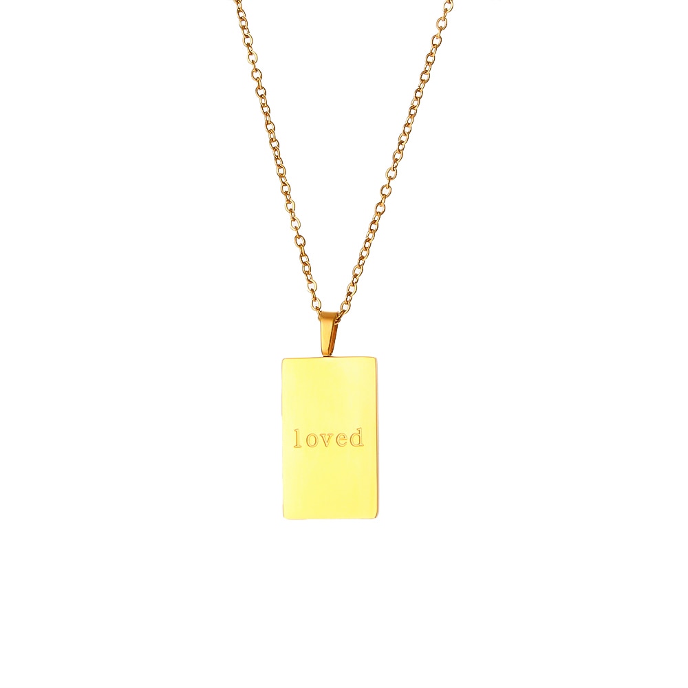 Unique Message Square Tarot Necklace in Stainless Steel with 18k Gold Plating