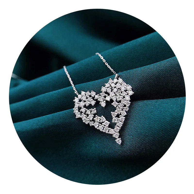 Heart Necklace with Crystal Cubic Zirconia Jewelry