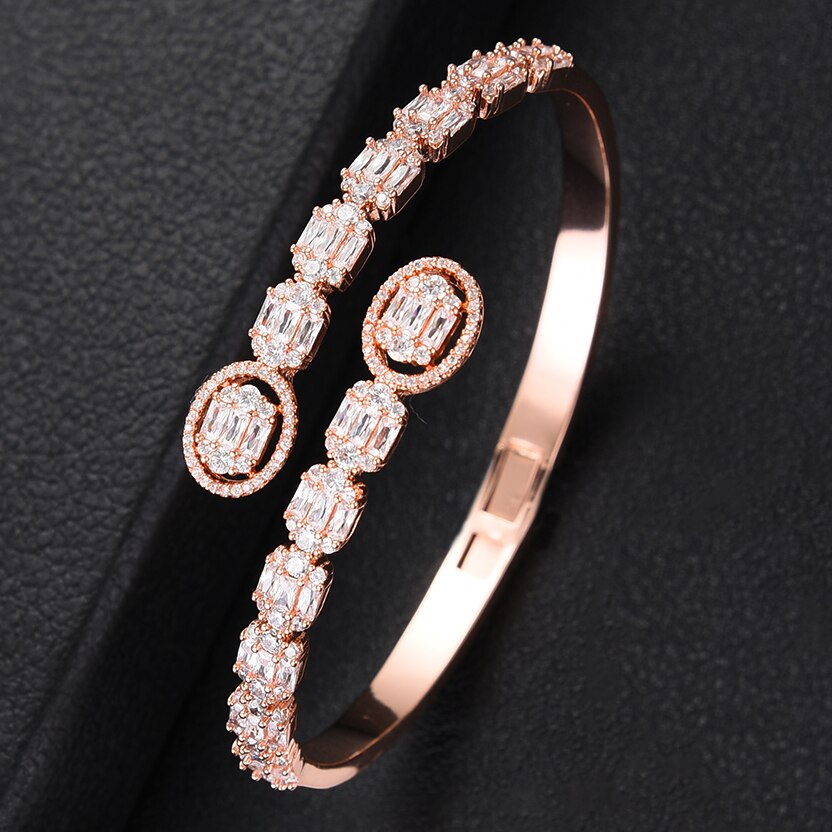 Luxurious Sparkling Platinum Bangle Bracelet