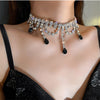 Elegant Vintage Black Waterdrop Crystal Choker Necklace