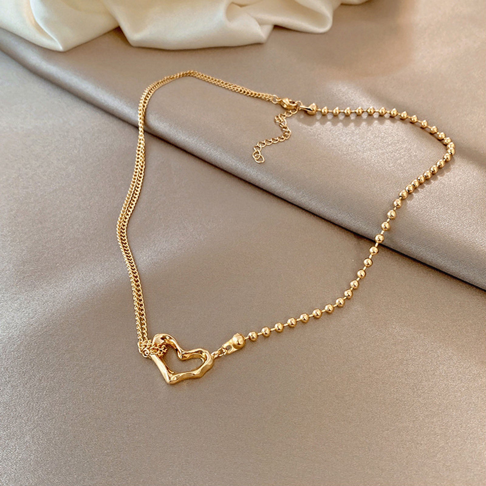 Elegant Gold Stainless Steel Heart Pendant Necklace