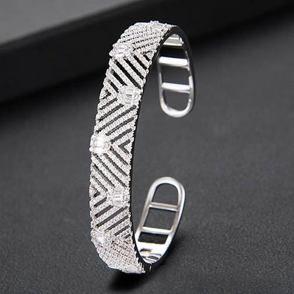 Luxurious Sparkling Platinum Bangle Bracelet