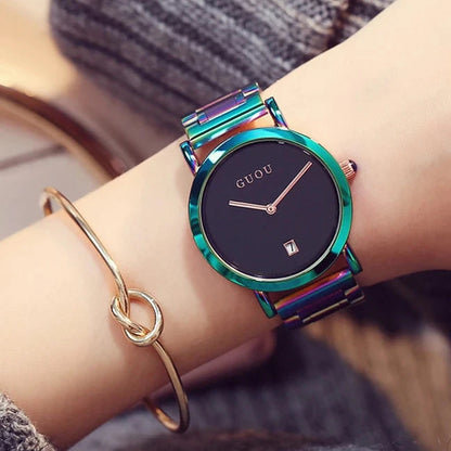 Luxury Stainless Steel Colorful straps Purple Women Watches