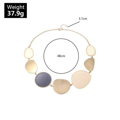 Modern Minimalist Exaggerated Round Wafer Links Necklace