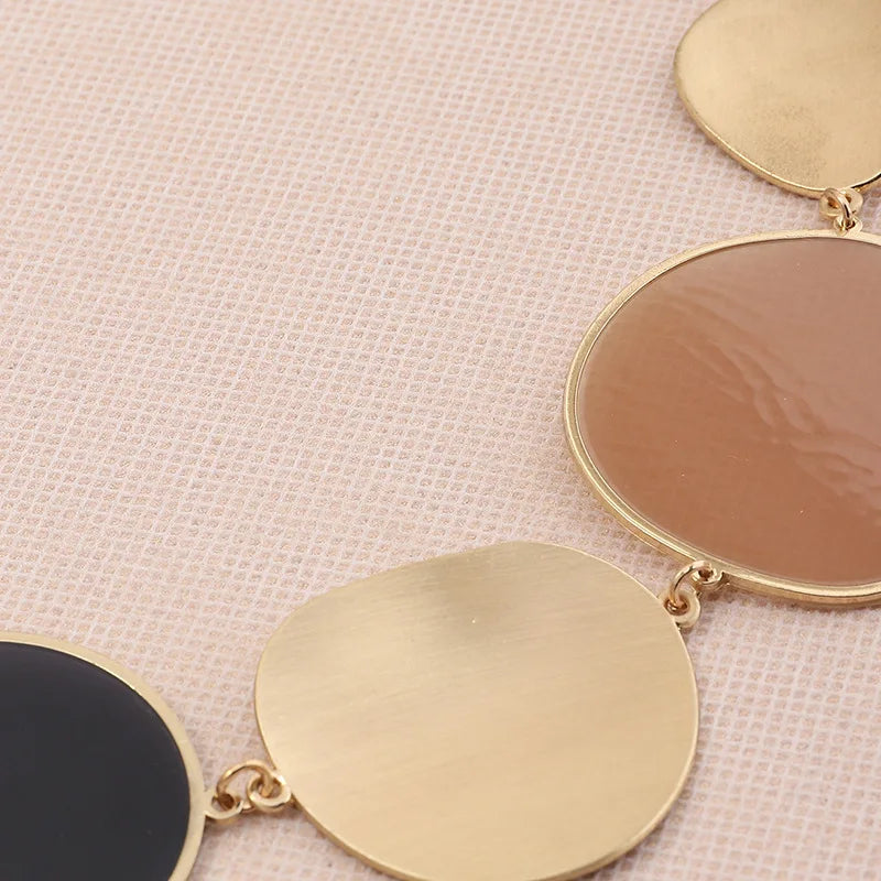 Modern Minimalist Exaggerated Round Wafer Links Necklace