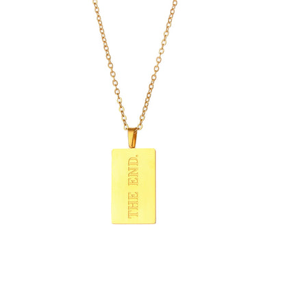 Unique Message Square Tarot Necklace in Stainless Steel with 18k Gold Plating