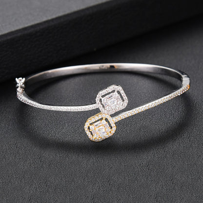 Luxurious Sparkling Platinum Bangle Bracelet