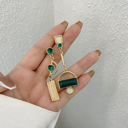 Gold Irregular Enamel Geometric Drop Earrings