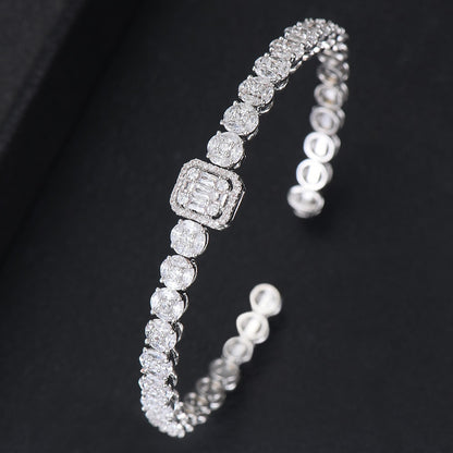 Luxurious Sparkling Platinum Bangle Bracelet