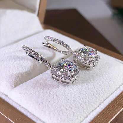 elegant trendy square shape bridal drop earrings