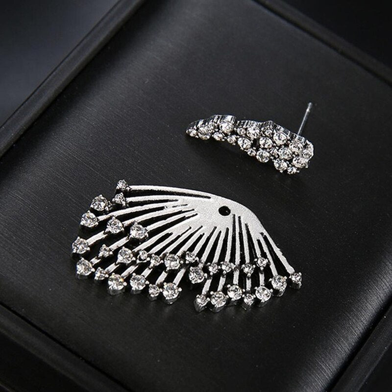 Exquisite Wing-Shaped Cubic Zirconia Stud Earrings