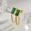 Load image into Gallery viewer, Green Acrylic Geometric Dangle Earrings with Round and Square Shapes