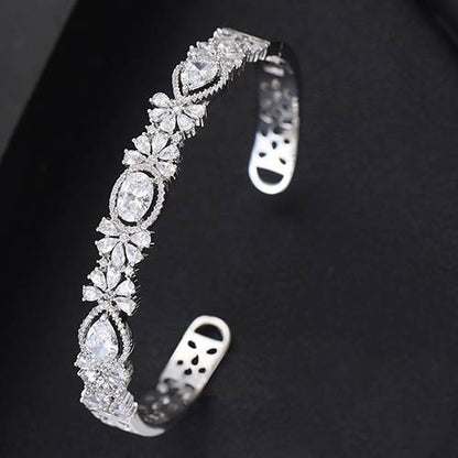 Luxurious Sparkling Platinum Bangle Bracelet