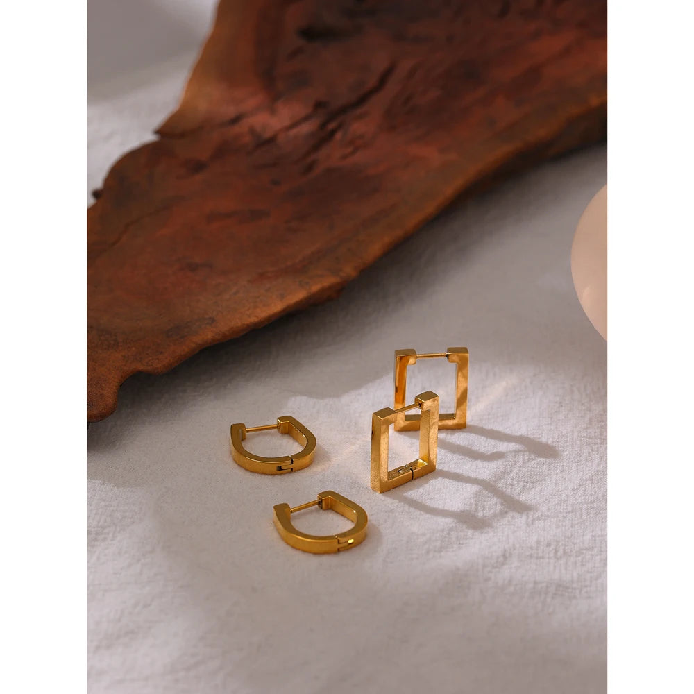 Golden Hoop Earrings - Stainless Steel Statement Jewelry