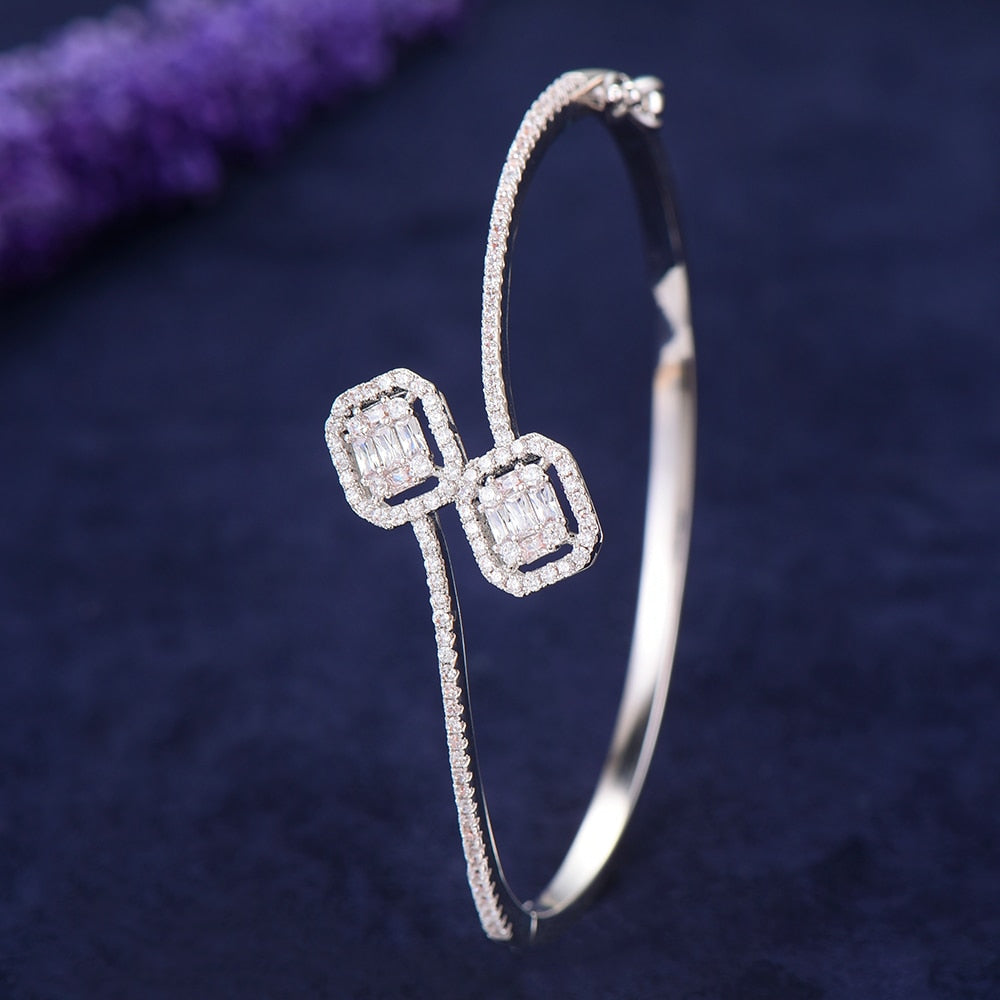 Luxurious Sparkling Platinum Bangle Bracelet