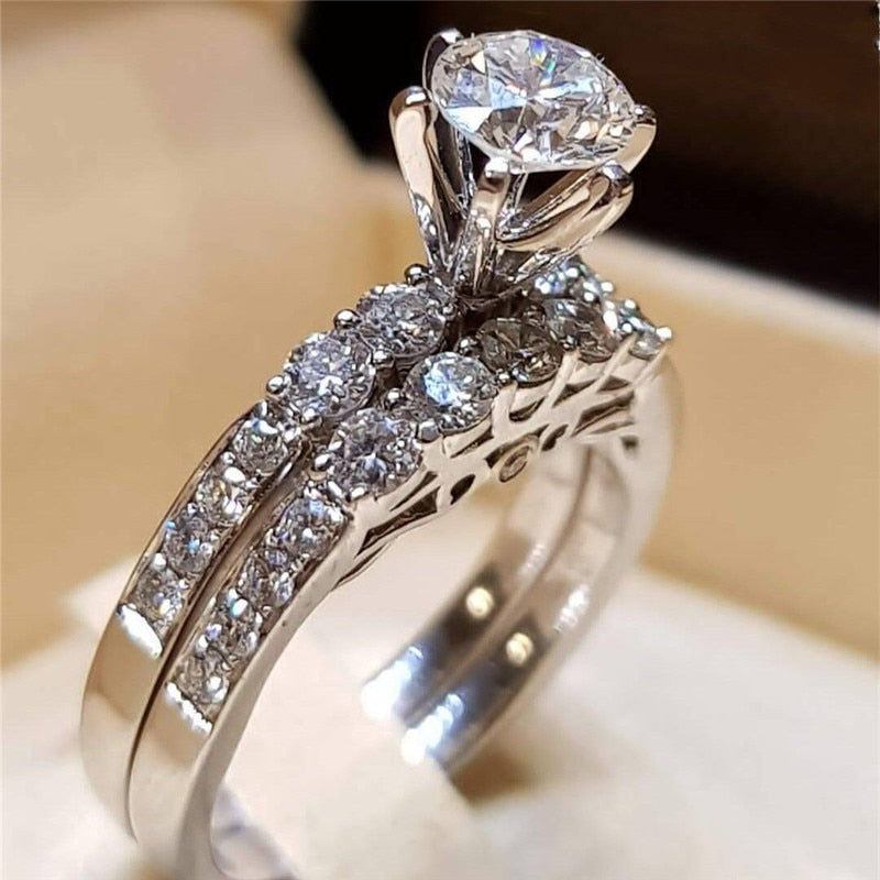Chic Geometric Zinc Alloy Wedding Ring Set